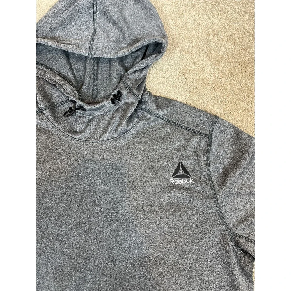 Reebok Hoodie Mens/ Teenagers Gray Printed Logo Speedwick Pull Over Jumper‎ Sz S